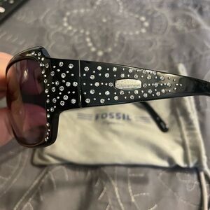 Fossil Black Crystal-Embellished Sunglasses